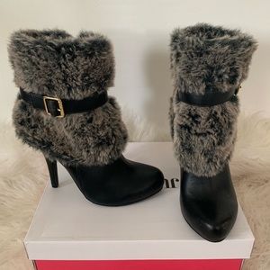 Fur heeled booties